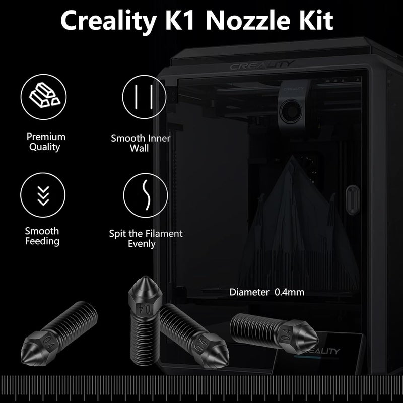 Comgrow Official Creality K1 Nozzle Kits, 5PCS Ender 3 V3 KE 3D Printer Hardened Steel Nozzles 0.4mm, High-Speed Printing and High Flow Extruder Nozzles for Creality K1 / K1 Max/CR-M4 / CR-10 SE - Image 2